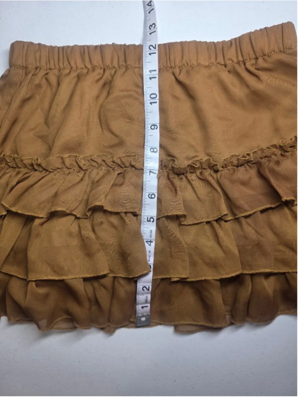Women's Cecico Brown Layered Ruffle Mini Skirt S - Picture 7 of 8